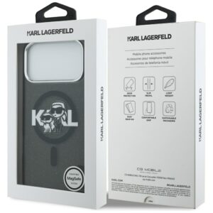 Original Pouch KARL LAGERFELD IML Glitter Karl & Choupette Sketch Logo Magsafe skirtas Apple iPhone 17 Pro Max juodos spalvos - Image 8