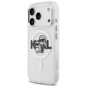 Original Pouch KARL LAGERFELD IML Glitter Karl & Choupette Sketch Logo Magsafe skirtas Apple iPhone 17 Pro skaidrus - Image 2