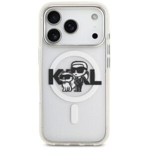 Original Pouch KARL LAGERFELD IML Glitter Karl & Choupette Sketch Logo Magsafe skirtas Apple iPhone 17 Pro skaidrus - Image 3