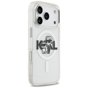 Original Pouch KARL LAGERFELD IML Glitter Karl & Choupette Sketch Logo Magsafe skirtas Apple iPhone 17 Pro skaidrus - Image 4