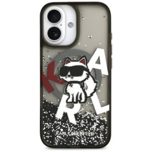 Original Pouch KARL LAGERFELD Liquid Glitter Choupette Logo MagSafe skirtas Apple iPhone 17 juodos spalvos - Image 3