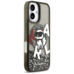 Original Pouch KARL LAGERFELD Liquid Glitter Choupette Logo MagSafe skirtas Apple iPhone 17 juodos spalvos - Image 4