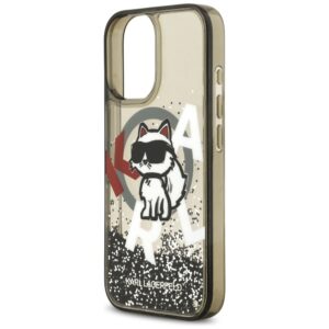 Original Pouch KARL LAGERFELD Liquid Glitter Choupette Logo MagSafe skirtas Apple iPhone 17 juodos spalvos - Image 6