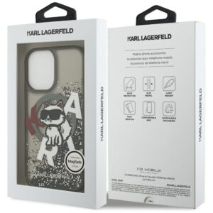 Original Pouch KARL LAGERFELD Liquid Glitter Choupette Logo MagSafe skirtas Apple iPhone 17 juodos spalvos - Image 8