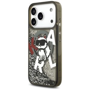 Original Pouch KARL LAGERFELD Liquid Glitter Choupette Logo MagSafe skirtas Apple iPhone 17 Pro juodos spalvos - Image 2