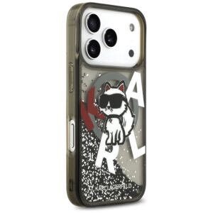 Original Pouch KARL LAGERFELD Liquid Glitter Choupette Logo MagSafe skirtas Apple iPhone 17 Pro juodos spalvos - Image 4