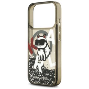Original Pouch KARL LAGERFELD Liquid Glitter Choupette Logo MagSafe skirtas Apple iPhone 17 Pro juodos spalvos - Image 6