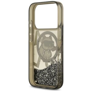 Original Pouch KARL LAGERFELD Liquid Glitter Choupette Logo MagSafe skirtas Apple iPhone 17 Pro juodos spalvos - Image 7