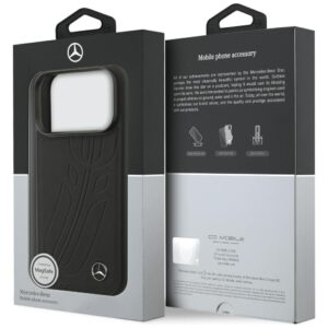 Original dėklas MERCEDES Leather Large Laurel Leave MagSafe skirtas Apple iPhone 17 Pro juodos spalvos - Image 8