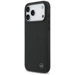 Original dėklas MERCEDES Leather Large Laurel Leave MagSafe skirtas Apple iPhone 17 Pro Max juodos spalvos - Image 2