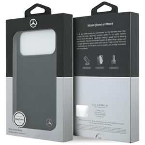 Original dėklas MERCEDES Leather Large Laurel Leave MagSafe skirtas Apple iPhone 17 Pro Max juodos spalvos - Image 8