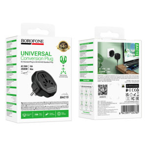 Borofone Travel charger adapter BAC15 - USA, UK, EU, AU juodos spalvos - Image 8