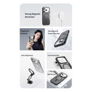 Rock Guard Touch Matte Series Magnetic dėklas skirtas Apple iPhone 17 Pro white (metal lens frame) - Image 3