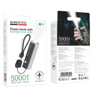 Borofone Power Bank 5000mAh BJ87 Star - Typ C - with flashlight juodos spalvos - Image 9