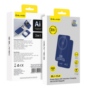 Blavec Power Bank 5000mAh BJ-04 Ultra Slim 7,8mm - Type C - 22,5W magnetic Magsafe 3 in 1 (PBBJ04-MC5N) navy glass - Image 6