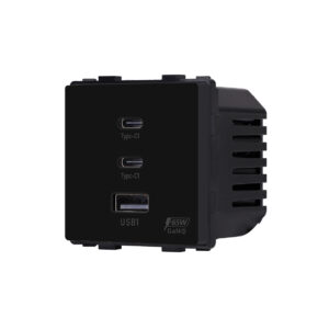 Greito krovimo rozetė Feelspot su USB+C+C jungtimis, 65W, juoda - Image 2
