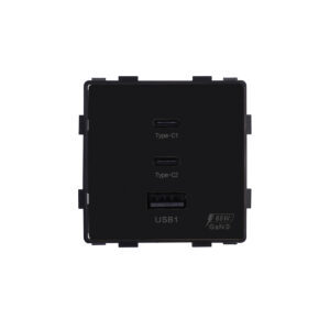 Greito krovimo rozetė Feelspot su USB+C+C jungtimis, 65W, juoda