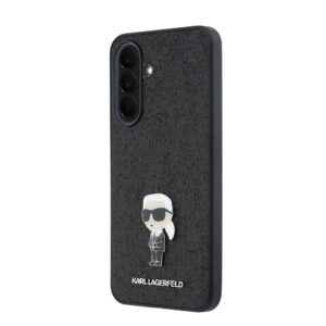 Karl Lagerfeld Fixed Glitter Metal Ikonik dėklas skirtas Samsung Galaxy A37 juodos spalvos - Image 1