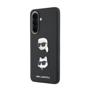 Karl Lagerfeld Liquid Silicone Metal Karl and Choupette dėklas skirtas Samsung Galaxy A57 juodos spalvos - Image 1