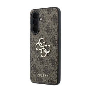 Guess PU 4G Metal Logo dėklas skirtas Samsung Galaxy A37 rudos spalvos