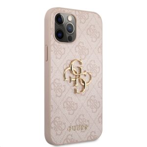 Guess PU 4G Metal Logo dėklas skirtas Apple iPhone 12/12 Pro rožinės spalvos - Image 2