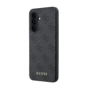 Guess PU 4G Metal Classic Logo dėklas skirtas Samsung Galaxy A37 pilkos spalvos