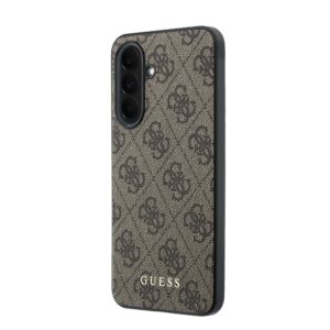 Guess PU 4G Metal Classic Logo dėklas skirtas Samsung Galaxy A37 rudos spalvos
