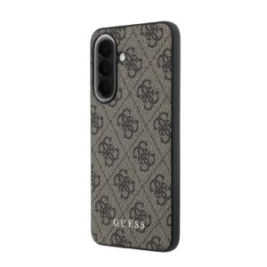 Guess PU 4G Metal Classic Logo dėklas skirtas Samsung Galaxy A57 rudos spalvos