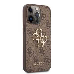 Guess PU 4G Metal Logo dėklas skirtas Apple iPhone 13 Pro Max rudos spalvos - Image 2