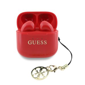Guess Classic Logo Charm TWS belaidės ausinės raudonos spalvos