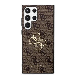 Guess PU 4G Metal Logo dėklas skirtas Samsung Galaxy S23 Ultra rudos spalvos - Image 2