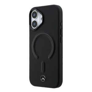 Mercedes PU Leather 3D MagSafe dėklas skirtas Apple iPhone 17 juodos spalvos