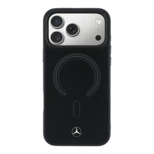 Mercedes PU Leather 3D MagSafe dėklas skirtas Apple iPhone 17 Pro juodos spalvos - Image 2