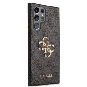 Guess PU 4G Metal Logo dėklas skirtas Samsung Galaxy S23 Ultra pilkos spalvos - Image 2