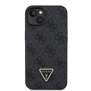 Guess PU 4G Strass Triangle Metal Logo dėklas skirtas Apple iPhone 15 juodos spalvos - Image 2