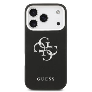 Guess PU Grained 4G Metal Logo dėklas skirtas Apple iPhone 17 Pro juodos spalvos - Image 2