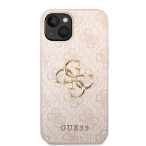 Guess PU 4G Metal Logo dėklas skirtas Apple iPhone 15 rožinės spalvos - Image 2