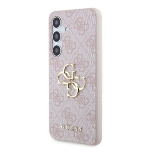 Guess PU 4G Metal Logo dėklas skirtas Samsung Galaxy S24 rožinės spalvos
