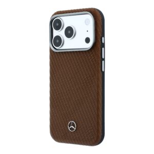 Mercedes PU Leather Semi Wrap MagSafe dėklas skirtas Apple iPhone 17 Pro Max Camel
