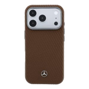 Mercedes PU Leather Semi Wrap MagSafe dėklas skirtas Apple iPhone 17 Pro Max Camel - Image 2