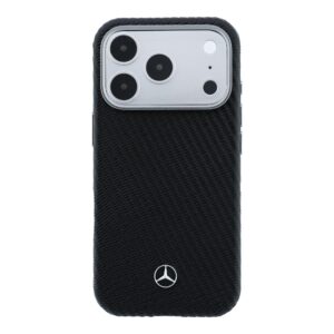 Mercedes PU Leather Semi Wrap MagSafe dėklas skirtas Apple iPhone 17 Pro juodos spalvos - Image 2