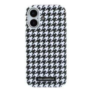 Karl Lagerfeld PU Houndstooth Resin Plate MagSafe dėklas skirtas Apple iPhone 17 juodos spalvos - Image 2