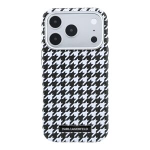 Karl Lagerfeld PU Houndstooth Resin Plate MagSafe dėklas skirtas Apple iPhone 17 Pro juodos spalvos - Image 2