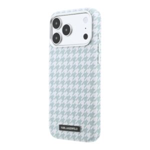 Karl Lagerfeld PU Houndstooth Resin Plate MagSafe dėklas skirtas Apple iPhone 17 Pro Max Blue
