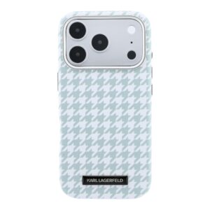 Karl Lagerfeld PU Houndstooth Resin Plate MagSafe dėklas skirtas Apple iPhone 17 Pro Blue - Image 2