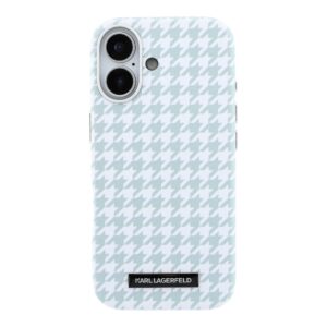 Karl Lagerfeld PU Houndstooth Resin Plate MagSafe dėklas skirtas Apple iPhone 17 Blue - Image 2