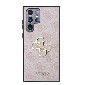 Guess PU 4G Metal Logo dėklas skirtas Samsung Galaxy S24 Ultra rožinės spalvos - Image 2