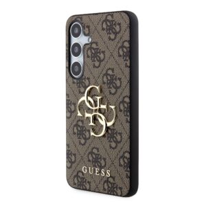 Guess PU 4G Metal Logo dėklas skirtas Samsung Galaxy S24 rudos spalvos