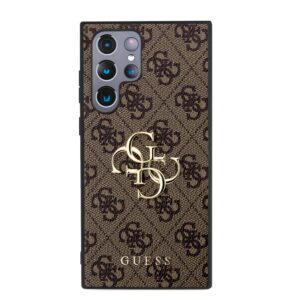 Guess PU 4G Metal Logo dėklas skirtas Samsung Galaxy S24 Ultra rudos spalvos - Image 2