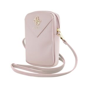 Guess PU Grained 4G Metal Logo Wallet Phone Bag Zipper rožinės spalvos - Image 2